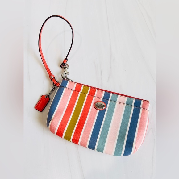 Coach Handbags - COACH PEYTON MULTI STRIPE WRISTLET ACCESSORY
